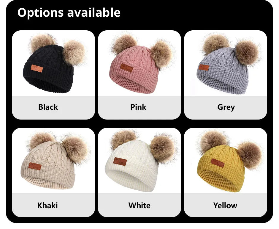 Cute Wool Pompom Baby Hat for Kids