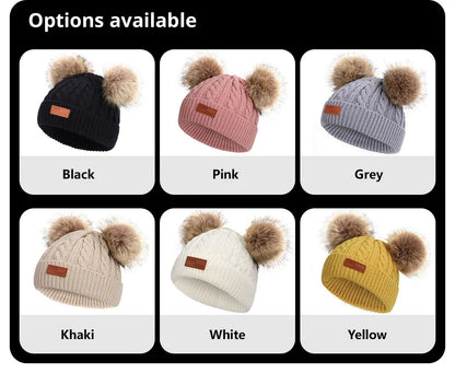Cute Wool Pompom Baby Hat for Kids