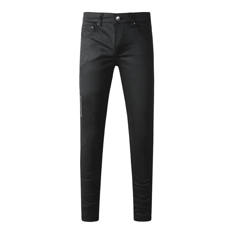 Men's Retro Wash Low Rise Elastic Skinny Denim Jeans