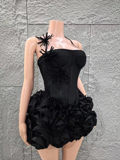 Black Strapless Bodycon Mini Dress for Women