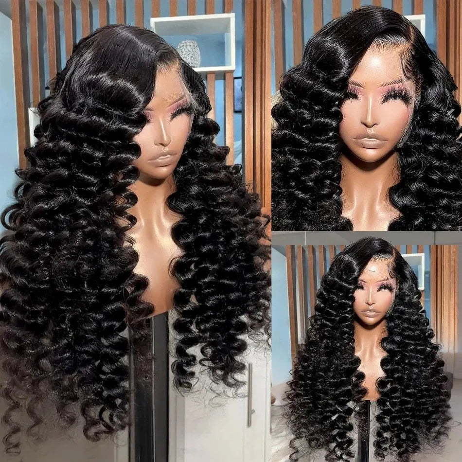 42 Inch Brazilian Deep Wave Human Hair Wig Transparent Lace