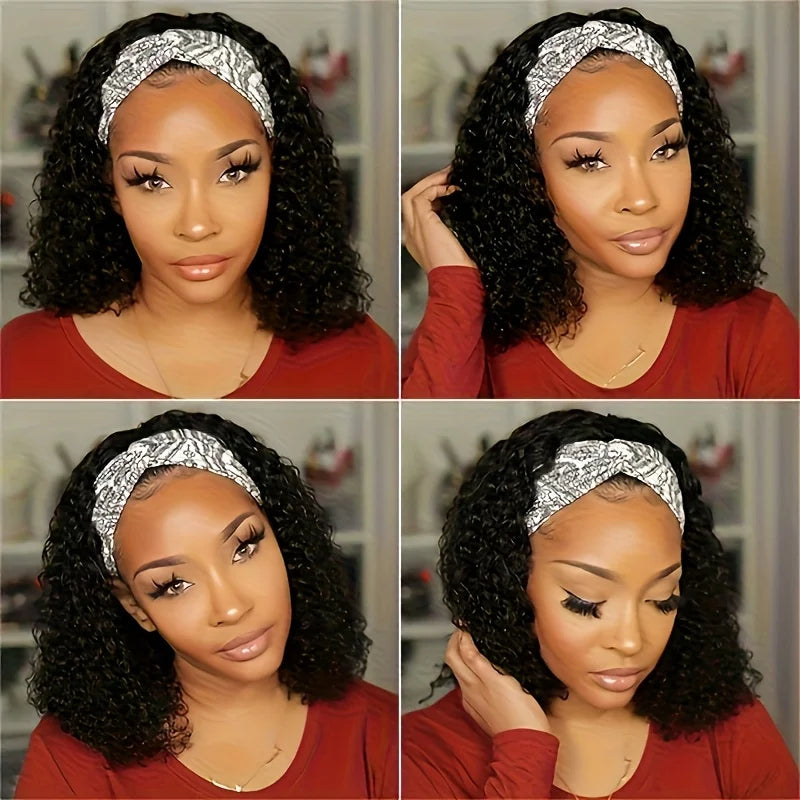 Afro Kinky Curly Wig with Headband 200% Density