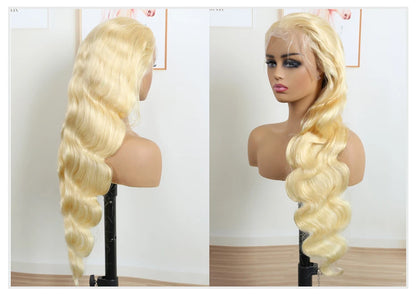 613 Honey Blonde Body Wave Human Hair Wig 360 Lace Frontal