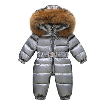 Children's Waterproof Hooded Down Snowsuit for Winter