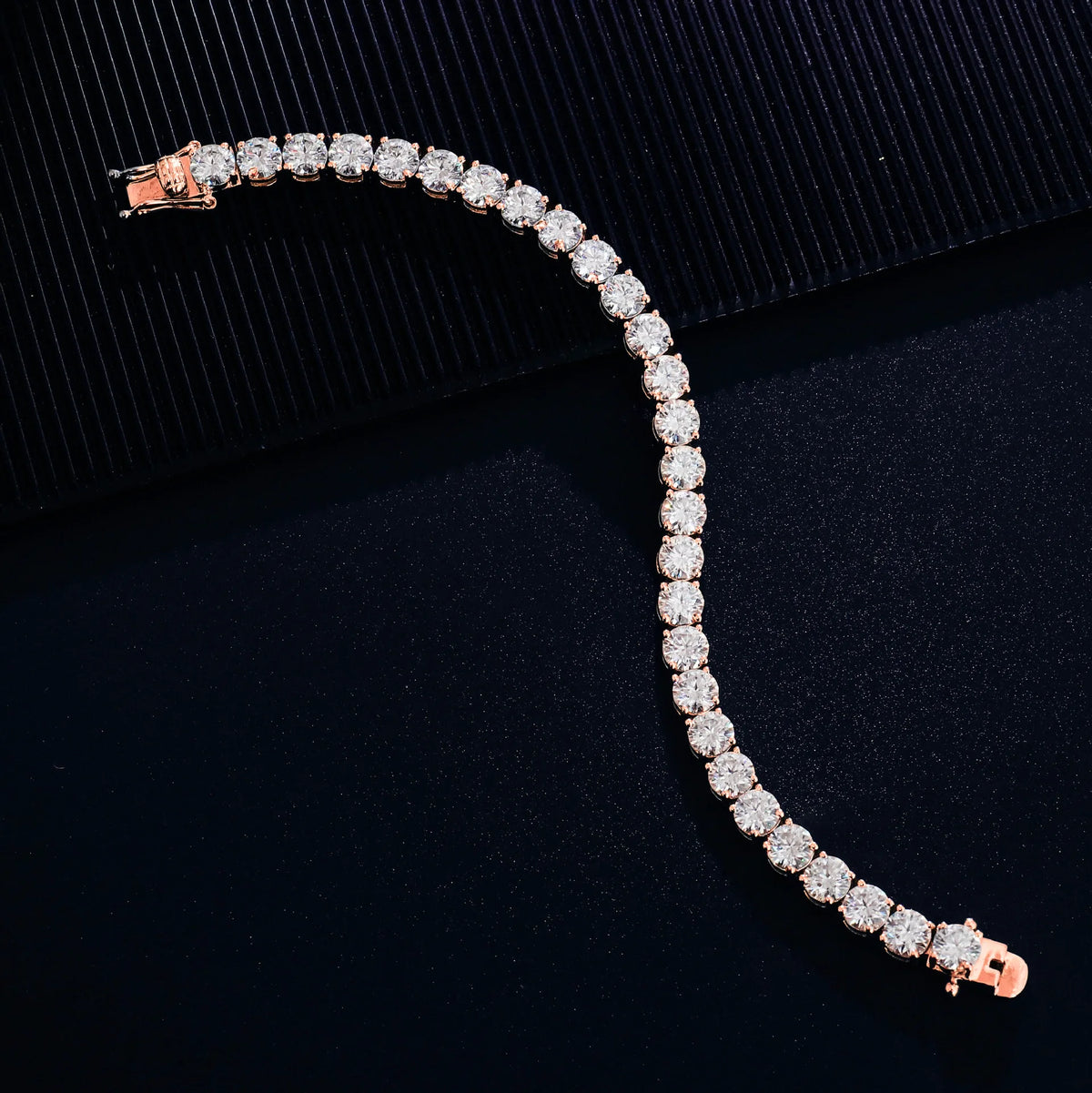 Moissanite Tennis Bracelet 2-6.5mm Rose Gold Silver