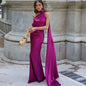 Elegant Halter Dress Women Solid Backless Maxi Dress