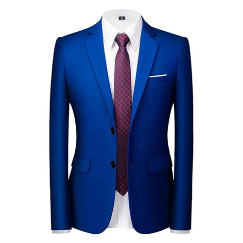 Men's Solid Color Formal Suit Jacket Slim Fit Blazer
