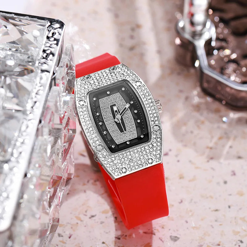 Women Silicone Jelly Quartz Tonneau Watch