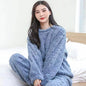 Women Warm Velvet Pajama Set with Pullover and Pants