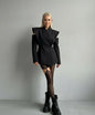 Cold Shoulder Blazer Double Breasted Women Jacket