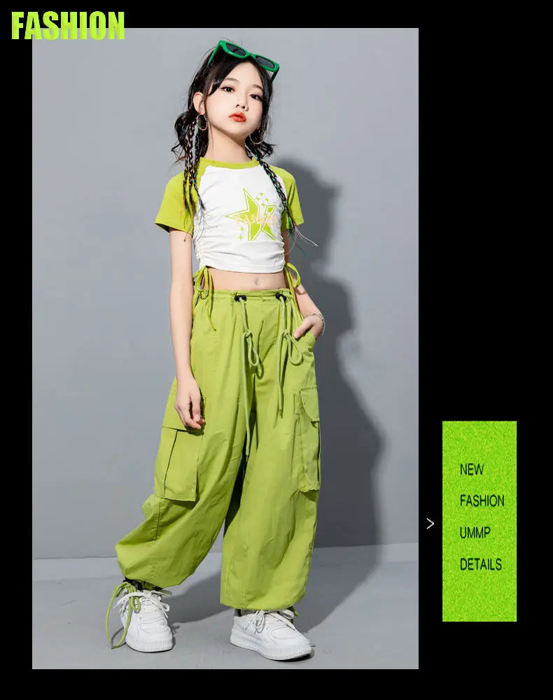 Girls Loose Cargo Pants with Belt for Daily Wear