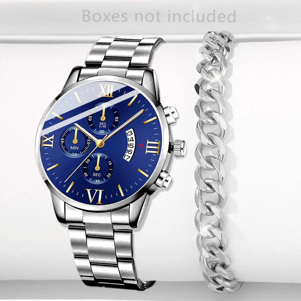 Men's Stainless Steel Quartz Calendar Watch