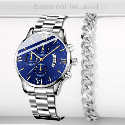 Men's Stainless Steel Quartz Calendar Watch