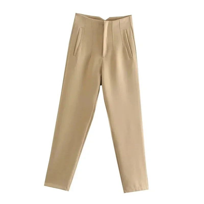 High Waist Pencil Pants for Women in Black and Pink