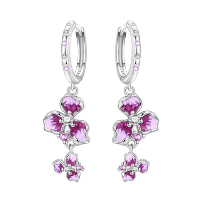 S925 Sterling Silver Iris Flower Hoop Earrings for Women