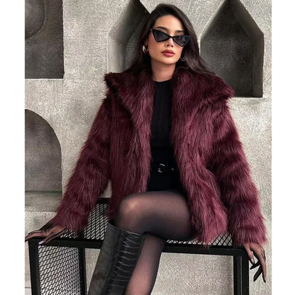 Faux Fur Fluffy Coat for Women Warm Winter Outerwear