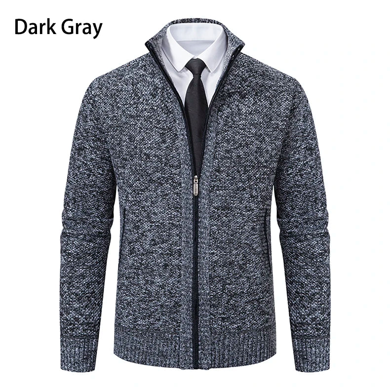 Men's Fleece Zipper Cardigan Casual Sports Coat