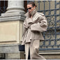 Lapel Lace Up Trench Coat Women Casual Long Sleeve