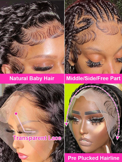 200% Real Density Deep Wave Lace Frontal Wig 30 Inch Human Hair