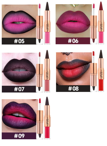 Waterproof Matte Black Lipstick and Lipgloss Duo