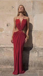 Backless Halter Dress for Women in Solid Polyester