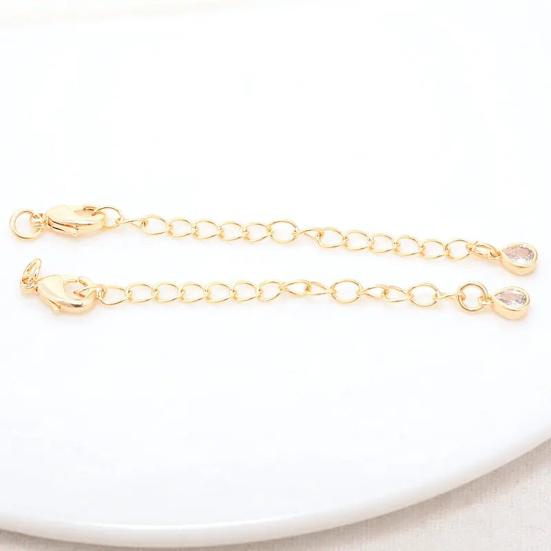 14K Gold Color Brass Drop Extender Chain 6PCS