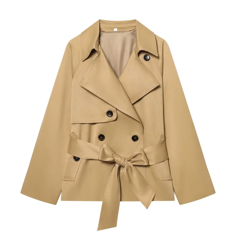 Women's Casual Double-Breasted Trench Coat in Maillard Color