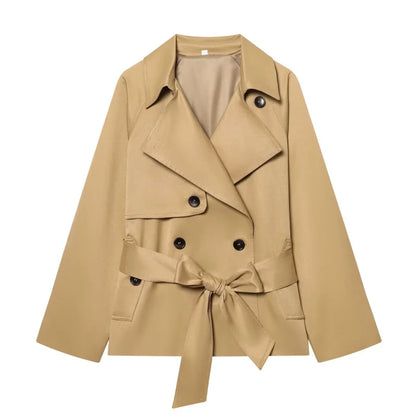 Women's Casual Double-Breasted Trench Coat in Maillard Color