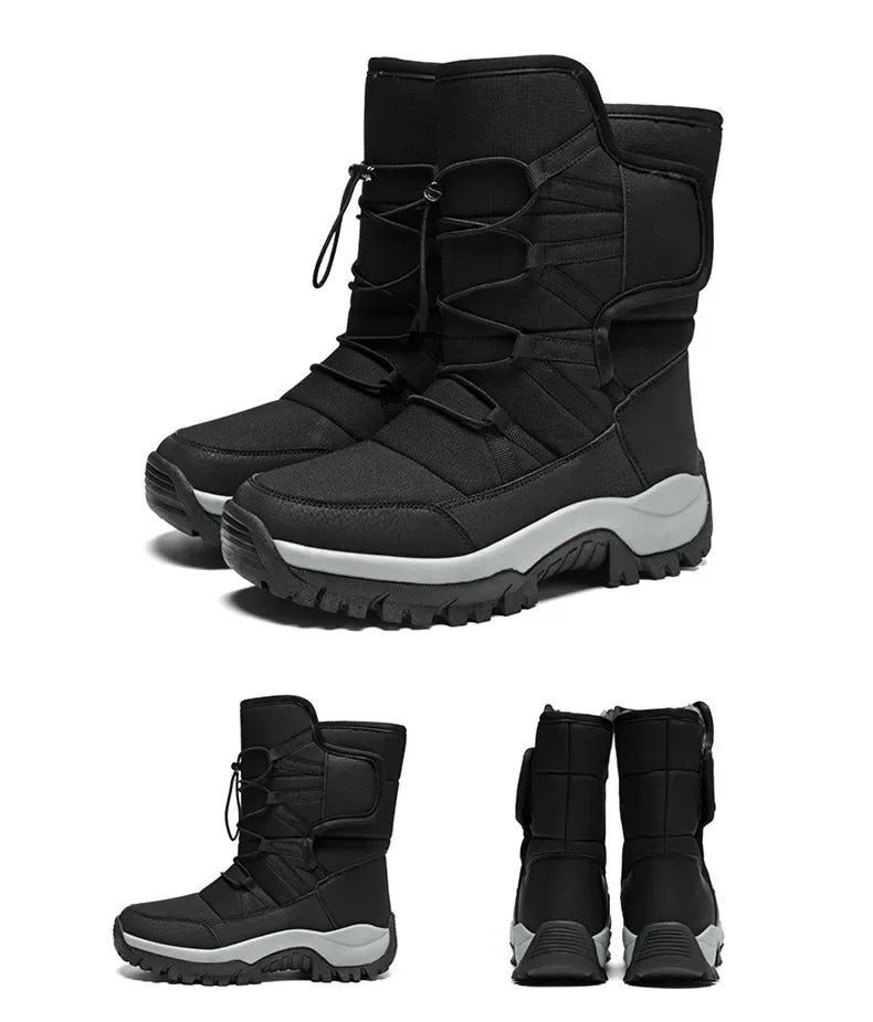 Men's Winter Ankle Boots Waterproof Plush Hiking Shoes