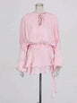 TWOTWINSTYLE V Neck Long Sleeve Mini Dress for Women