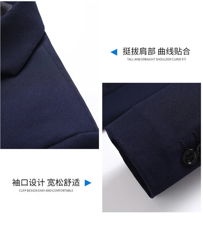 Men's Solid Color Blazer Jacket for Business and Weddings