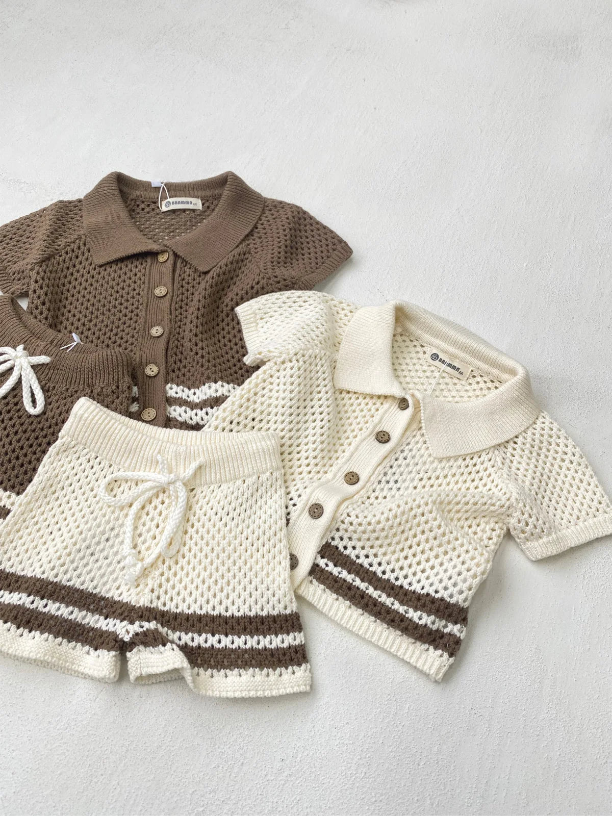 DGUKYM Summer Baby Knitted Sweater Cardigan Set
