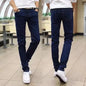 Mens Slim Fit Denim Pencil Pants Black White Stretch Jeans