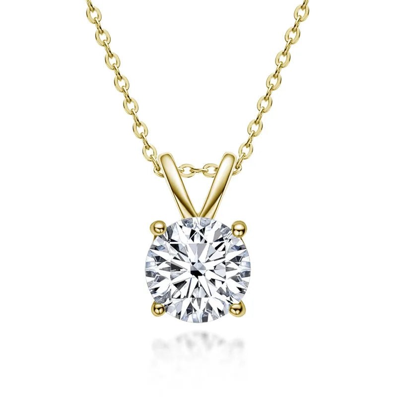 Moissanite Pendant Necklace 18K Gold Plated Women