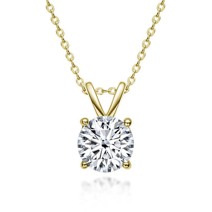 Moissanite Pendant Necklace 18K Gold Plated Women