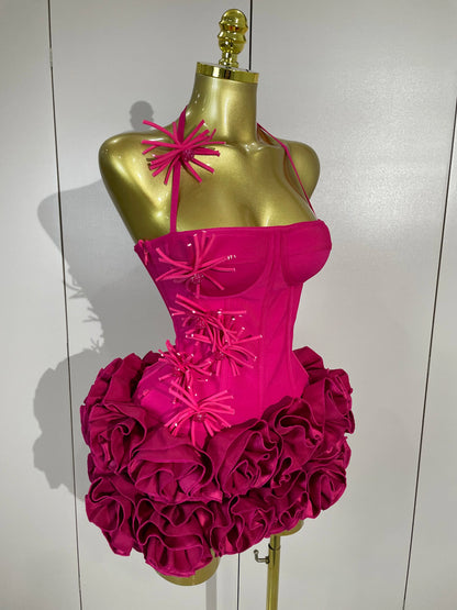 Sexy Halter Two Piece Bandage Gown in Red Black