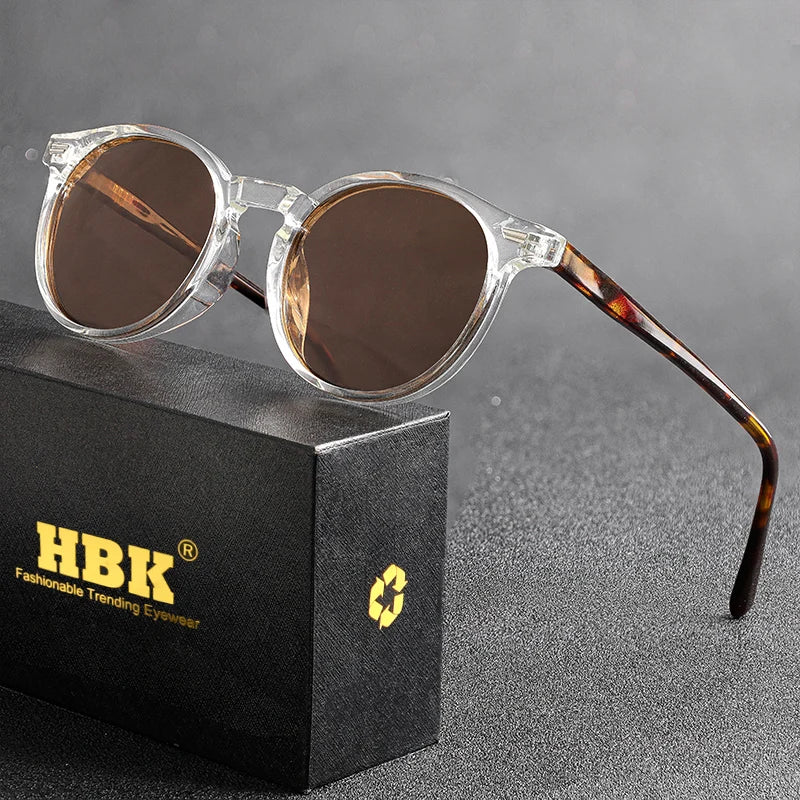 HBK Fashion Sunglasses Men Round TR90 Frame UV400