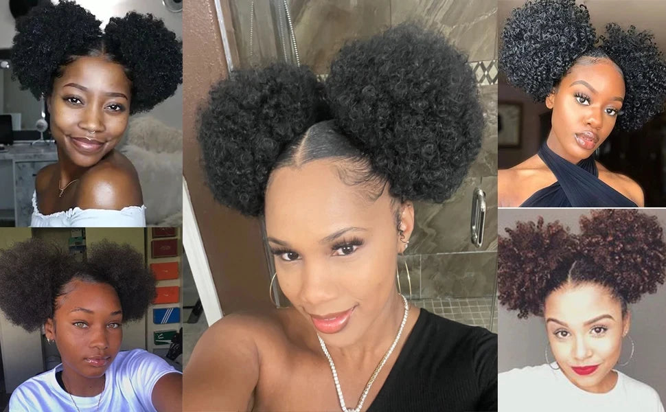 Afro Puff Drawstring Ponytail Brazilian Kinky Curly Hair