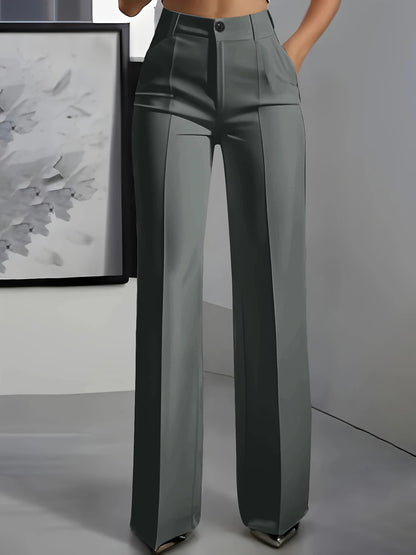 Women High Waisted Wide Leg Black Trousers