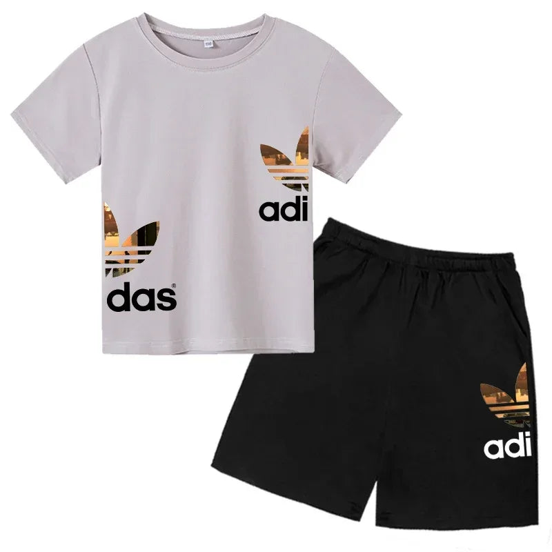 Kids Casual O-neck T-shirt and Pants Set