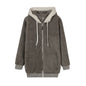 Loose Plush Zipper Hooded Jacket for Women