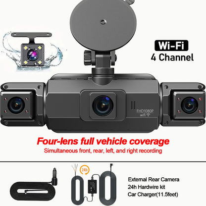 4 Channel WiFi Car DVR Dashcam with 360 Degree Recording