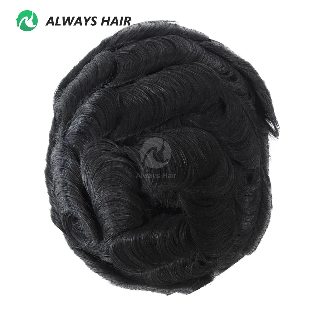 Fine Mono Men Short Toupee 5 Inch Indian Hair System