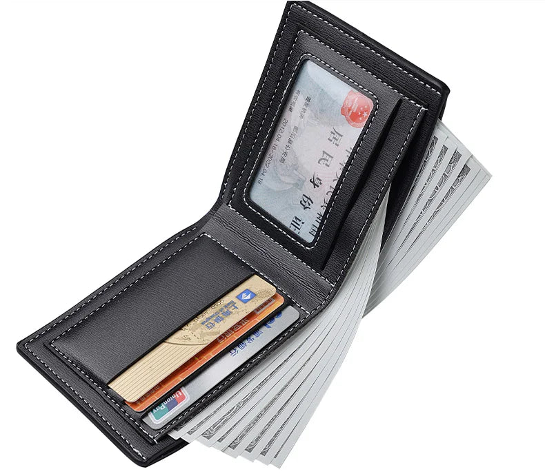 PU Leather Short Wallet for Men in Thin Folding Design