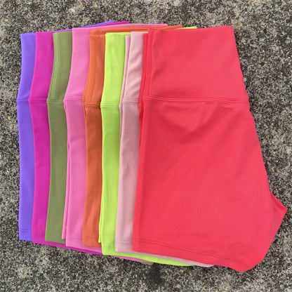 High Waist Yoga Shorts for Women in Solid Color