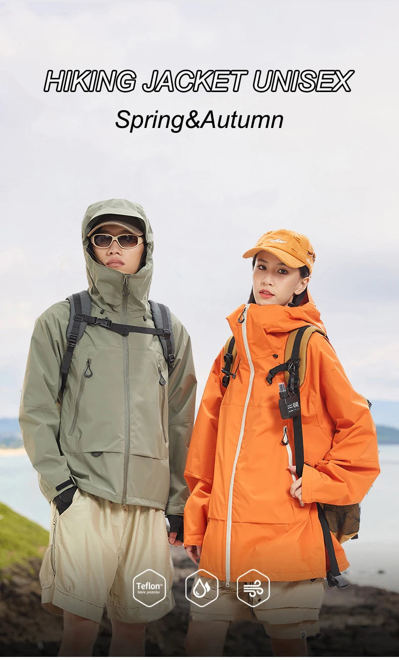 CHRLCK Waterproof Hiking Jacket Unisex Spring Autumn