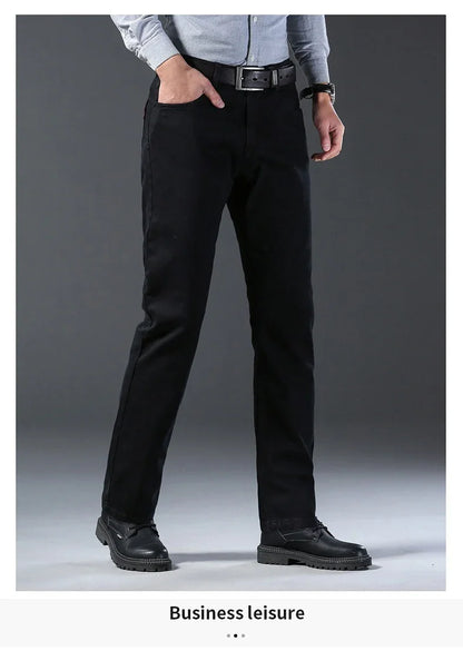 Men's Soft Stretch Black Denim Biker Jeans
