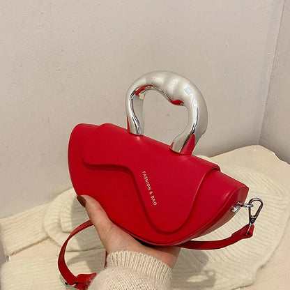 Solid PU Shoulder Bag with Hasp Compartment