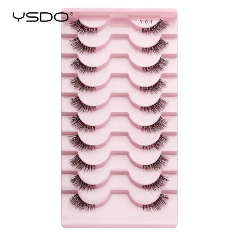 YSDO 5/10 Pairs Natural Soft Black Half Lashes