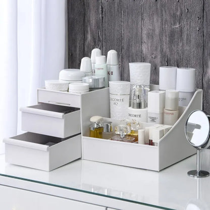 White Plastic Drawer Makeup Storage Box